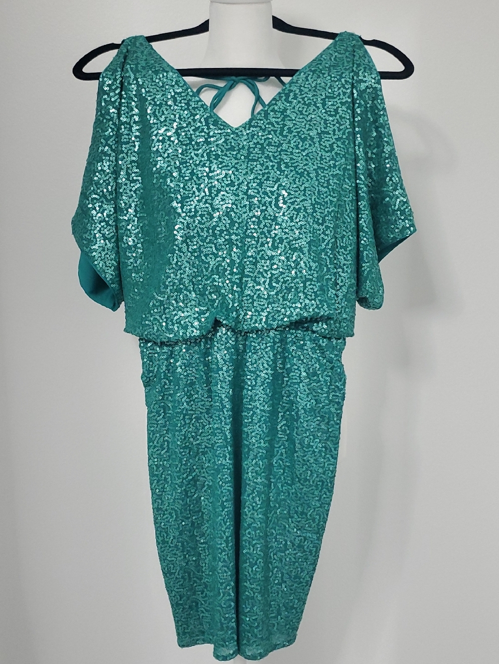 NEW Venus Green Sequin Cold Shoulder Dress- XS